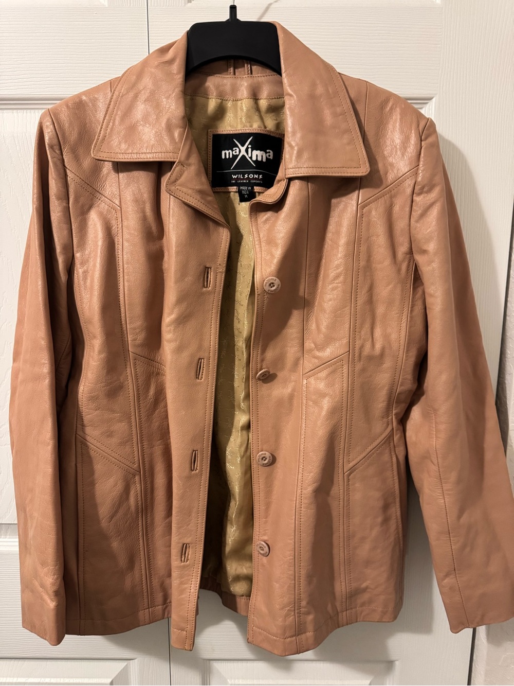 Ted Baker Tan Leather Button-Up Jacket